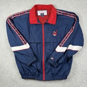 Vintage Cleveland Indians Chief Wahoo Pro Player Full‎ Zip Windbreaker Jacket L